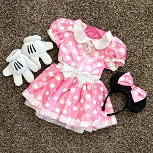 Disney Minnie Mouse 3 Piece Dress, Headband & Gloves Costume Dress Up, Ages 2-4T